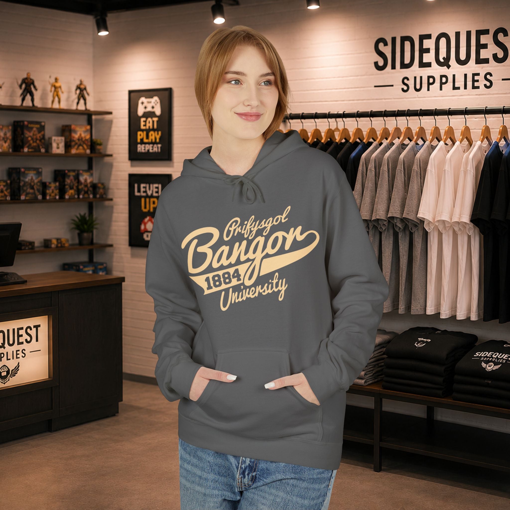 Bangor University hoodie in Beige print