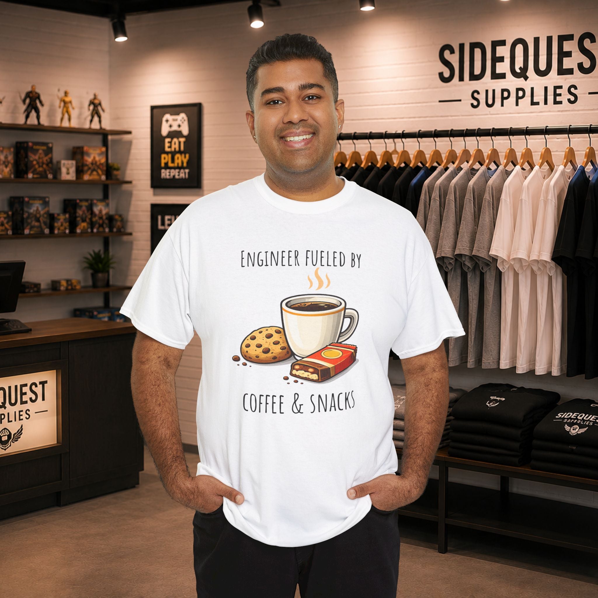 Engineer Fueled by Coffee & Snacks T-Shirt | Coffee Cookie Graphic Tee