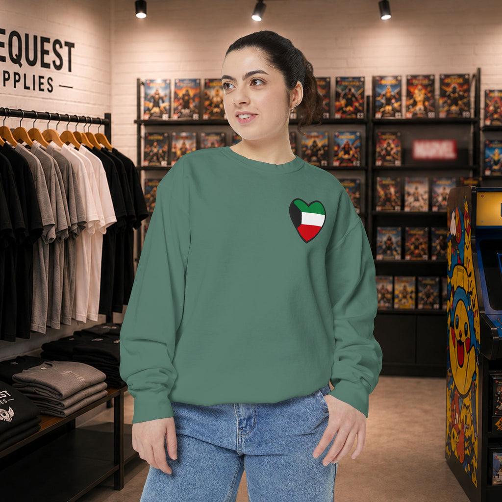 Kuwait heart shaped flag printed sweatshirt