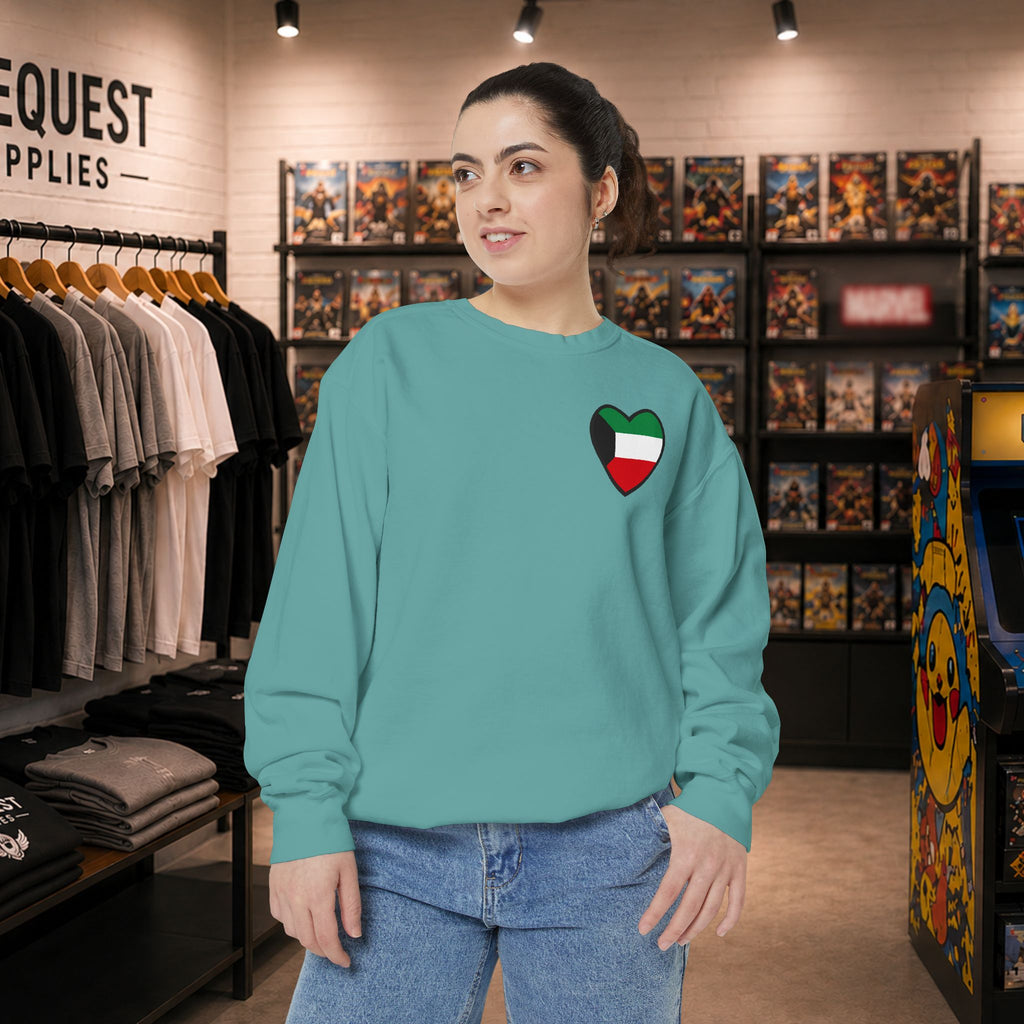 Kuwait heart shaped flag printed sweatshirt