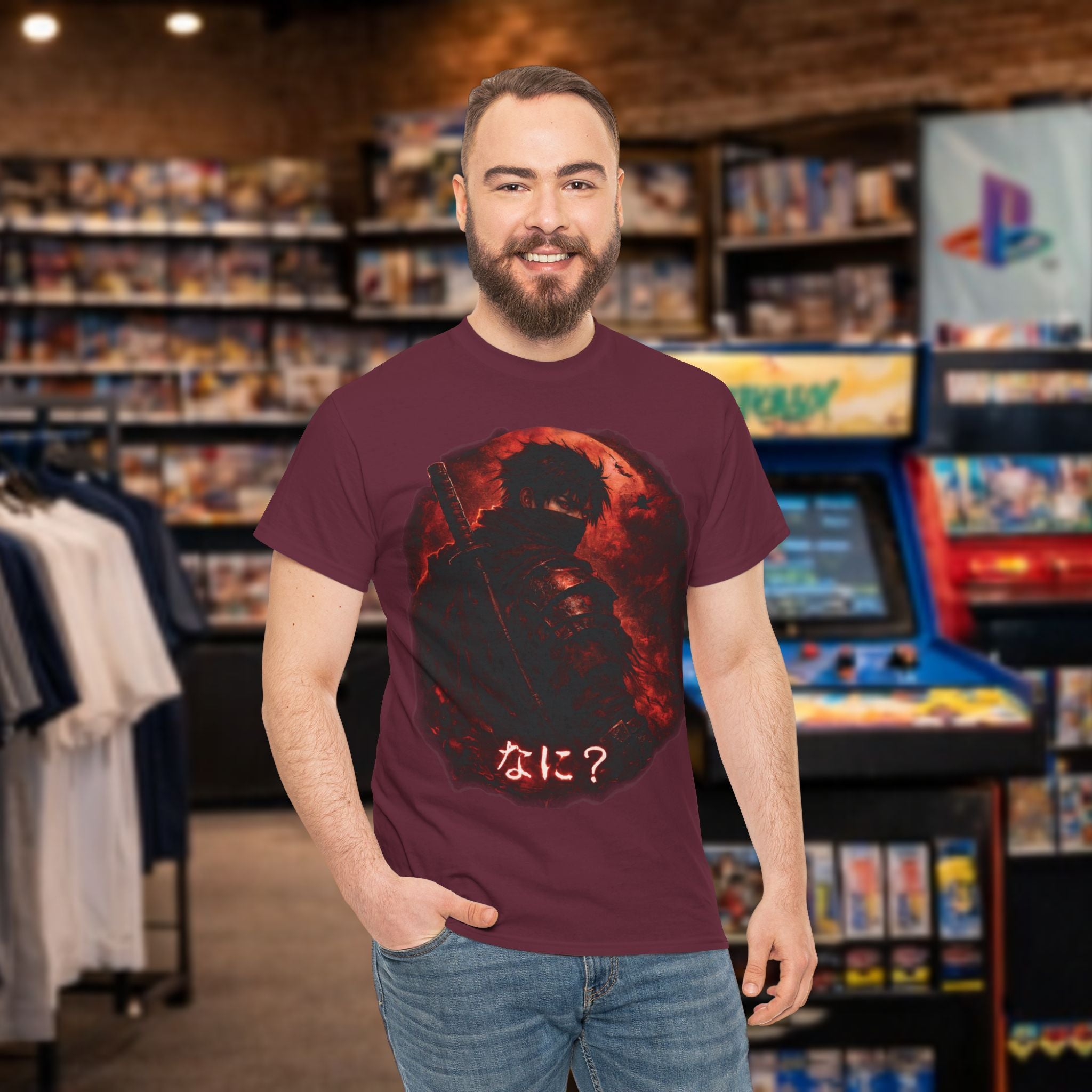 Black and red Ninja japanese text saying "Nani" T-Shirt | comfy T-shirt