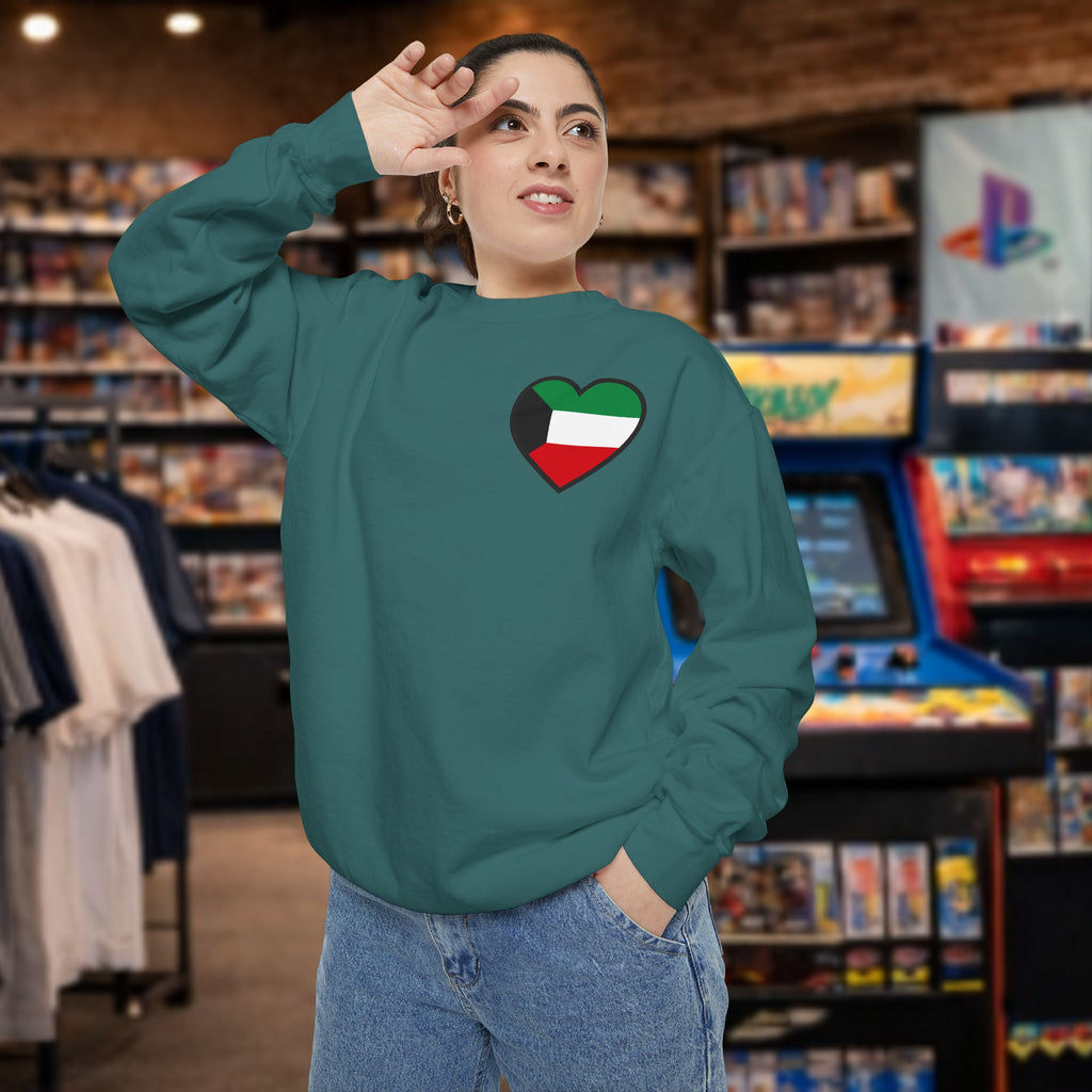 Kuwait heart shaped flag printed sweatshirt