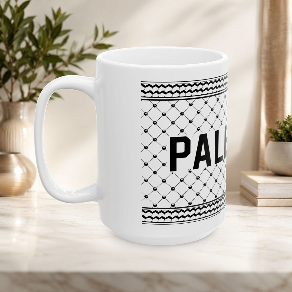 Palestine on a keffiyeh on a ceramic mug 11oz/15oz