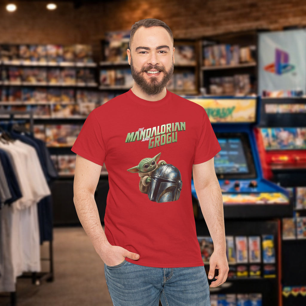 Mandalorian helmet and Grogu - T-shirt