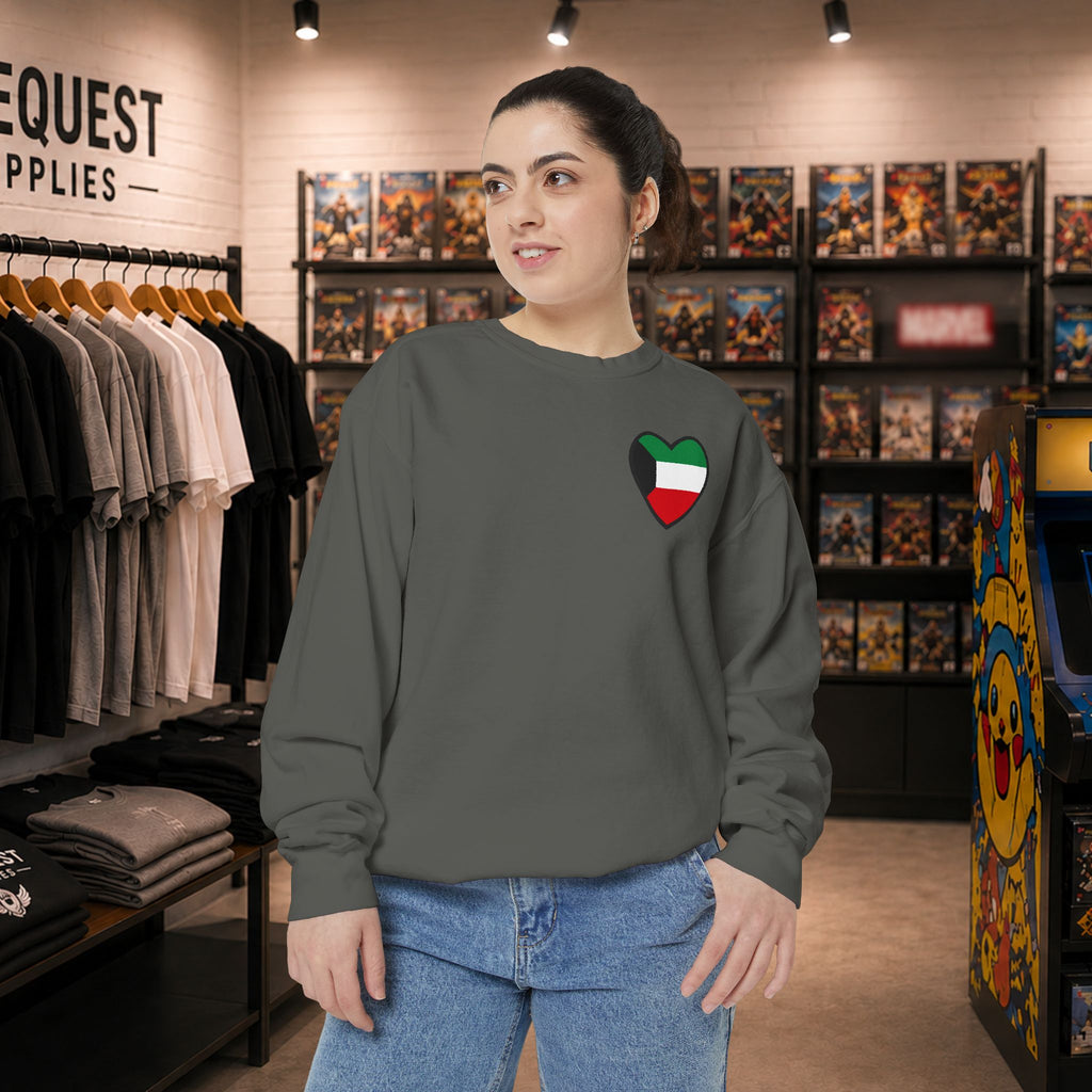 Kuwait heart shaped flag printed sweatshirt