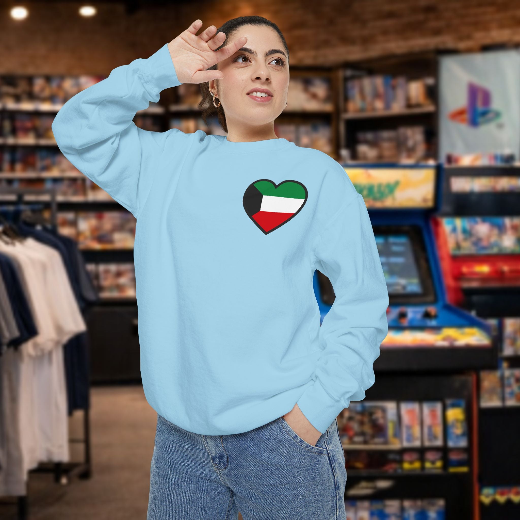 Kuwait heart shaped flag printed sweatshirt