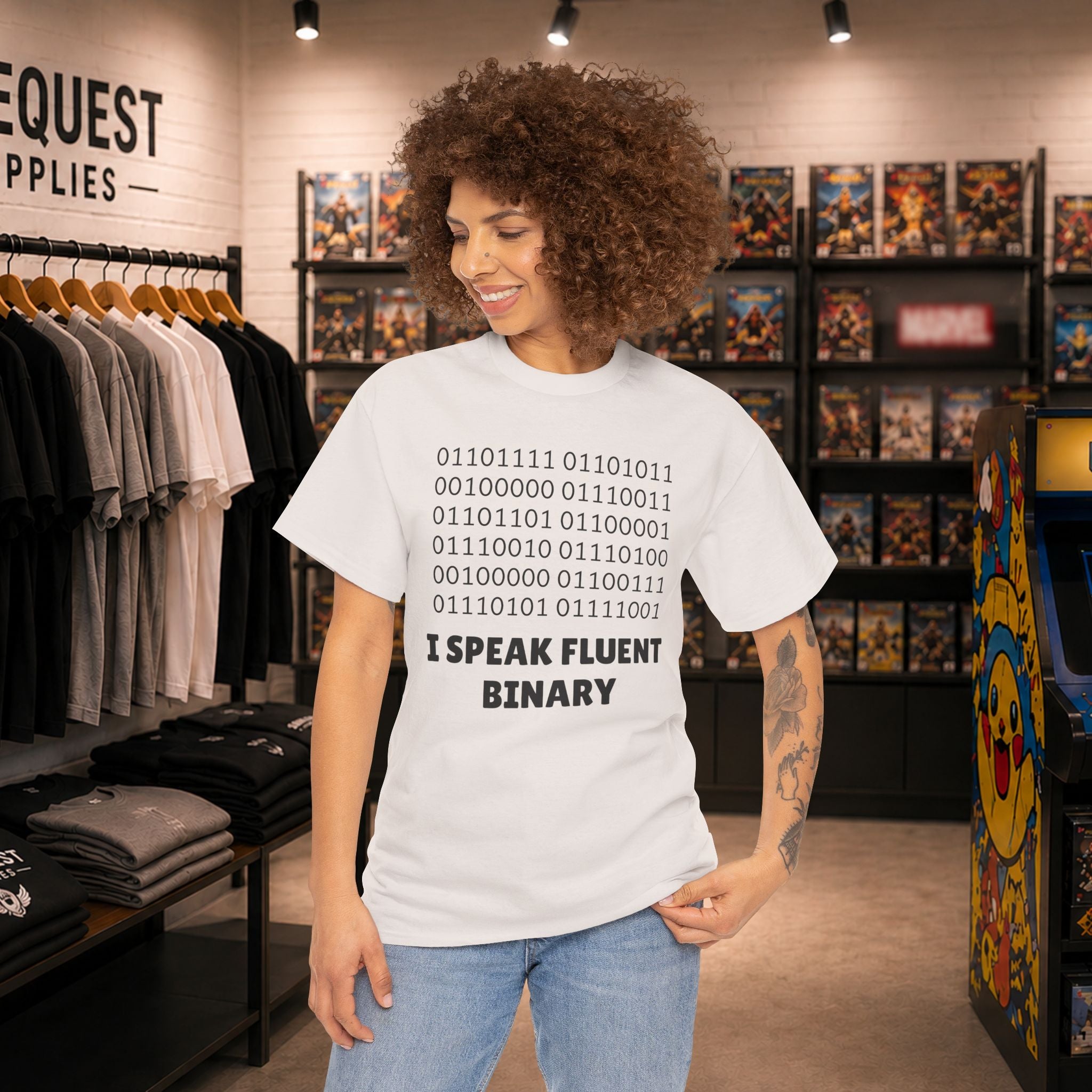 I Speak Fluent Binary Unisex Heavy Cotton Tee