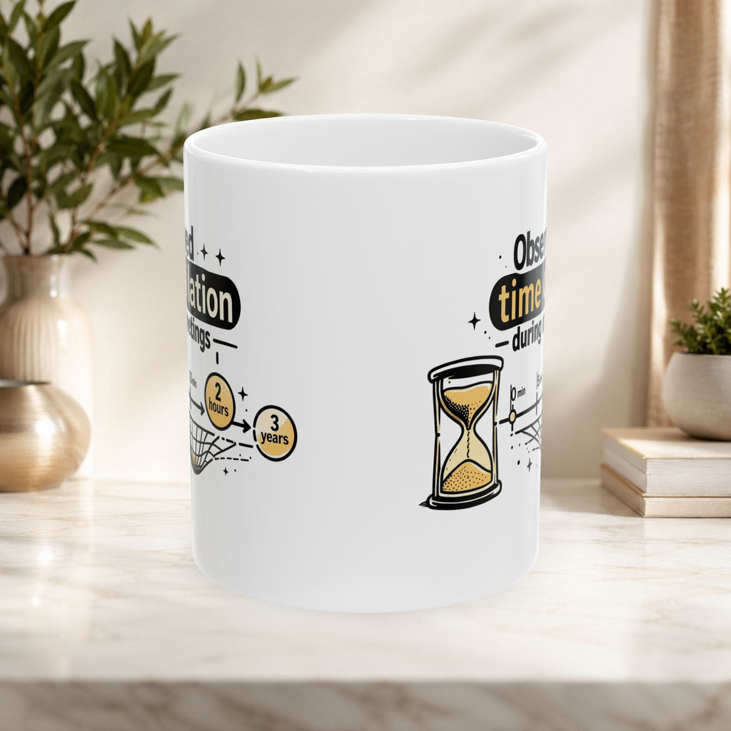 “Observed Time Dilation During Meetings” Science Humor, Office Survival Ceramic Mug 11oz/15oz
