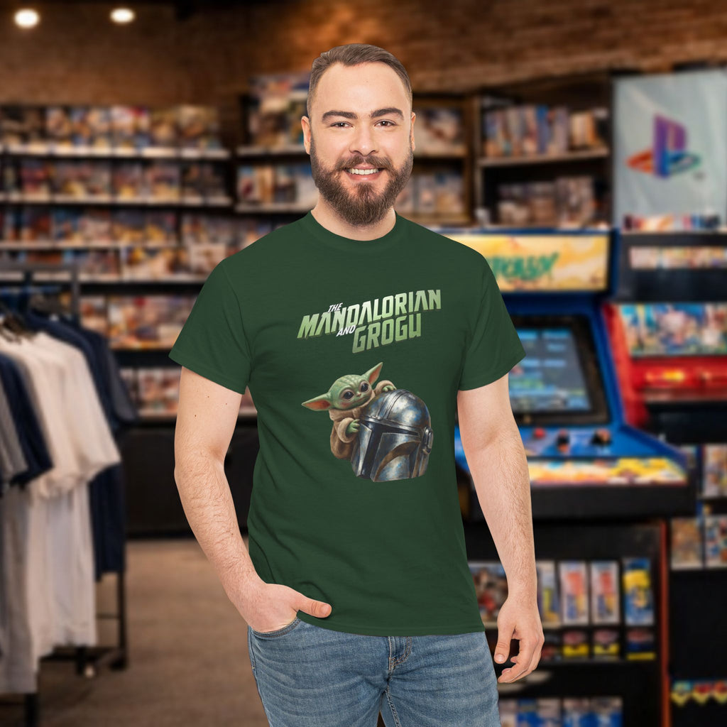 Mandalorian helmet and Grogu - T-shirt