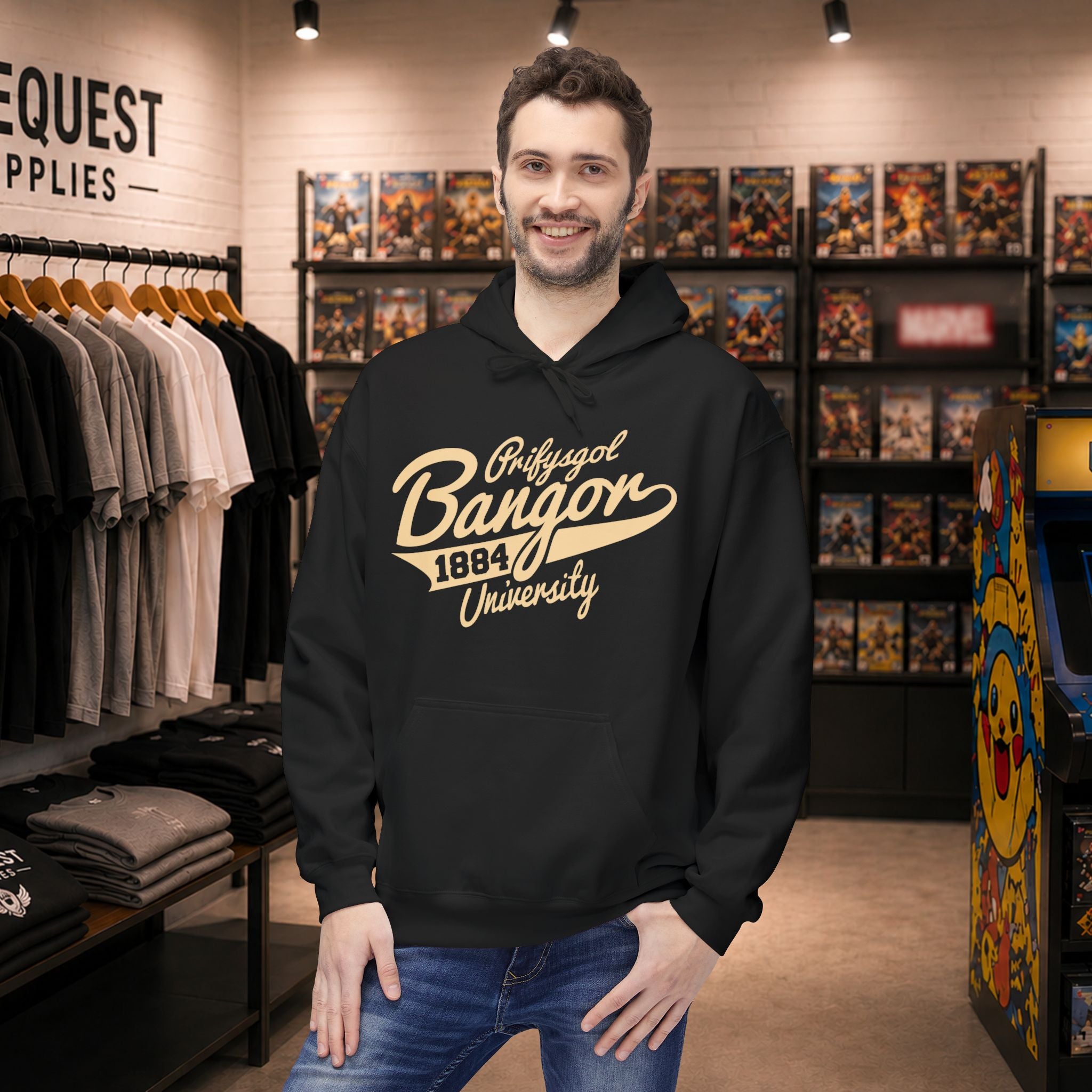 Bangor University hoodie in Beige print