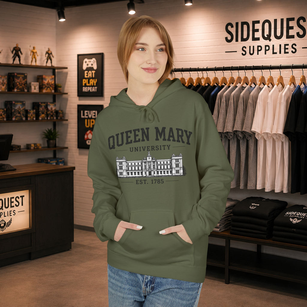 Queen Mary University Building hoodie | Campus Apparel, College Sweatshirt