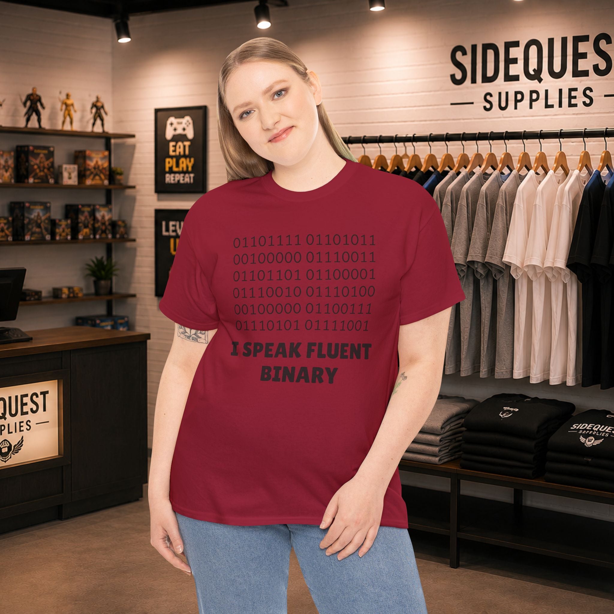 I Speak Fluent Binary Unisex Heavy Cotton Tee