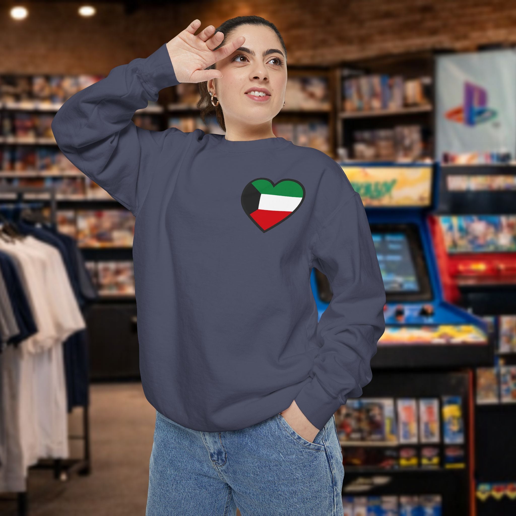 Kuwait heart shaped flag printed sweatshirt