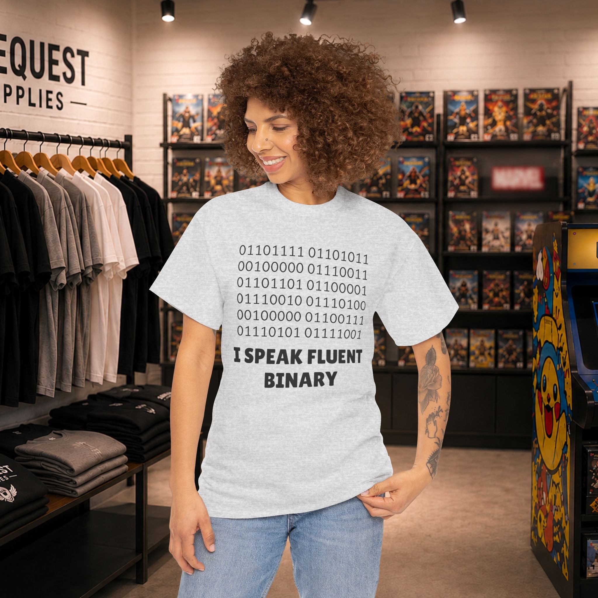 I Speak Fluent Binary Unisex Heavy Cotton Tee