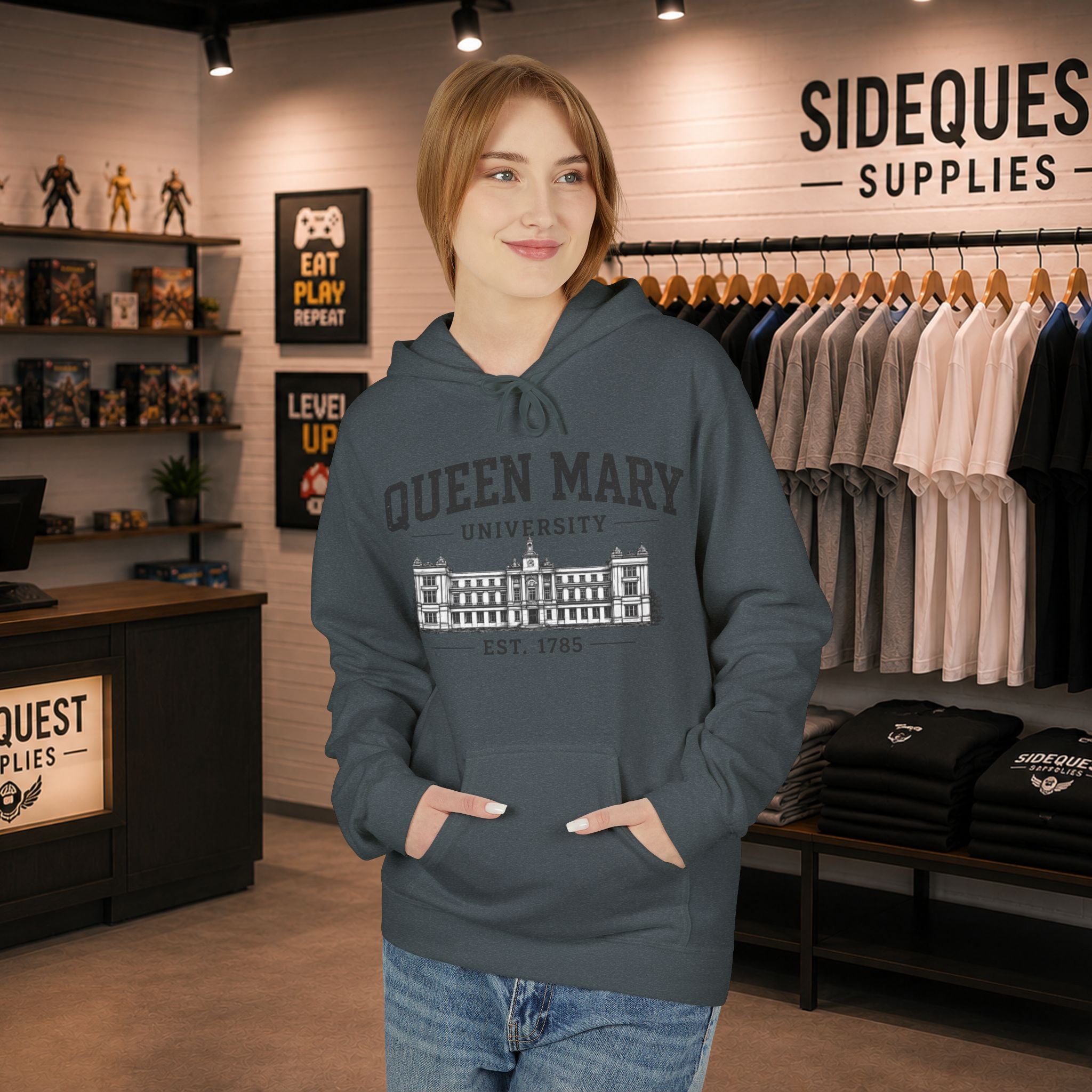 Queen Mary University Building hoodie | Campus Apparel, College Sweatshirt