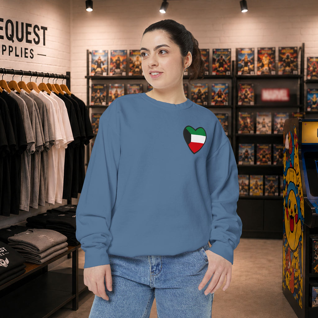 Kuwait heart shaped flag printed sweatshirt