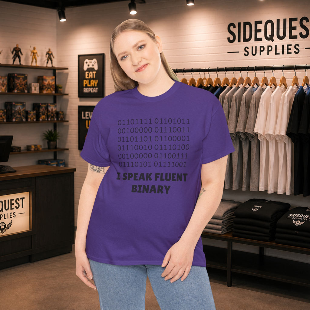 I Speak Fluent Binary Unisex Heavy Cotton Tee