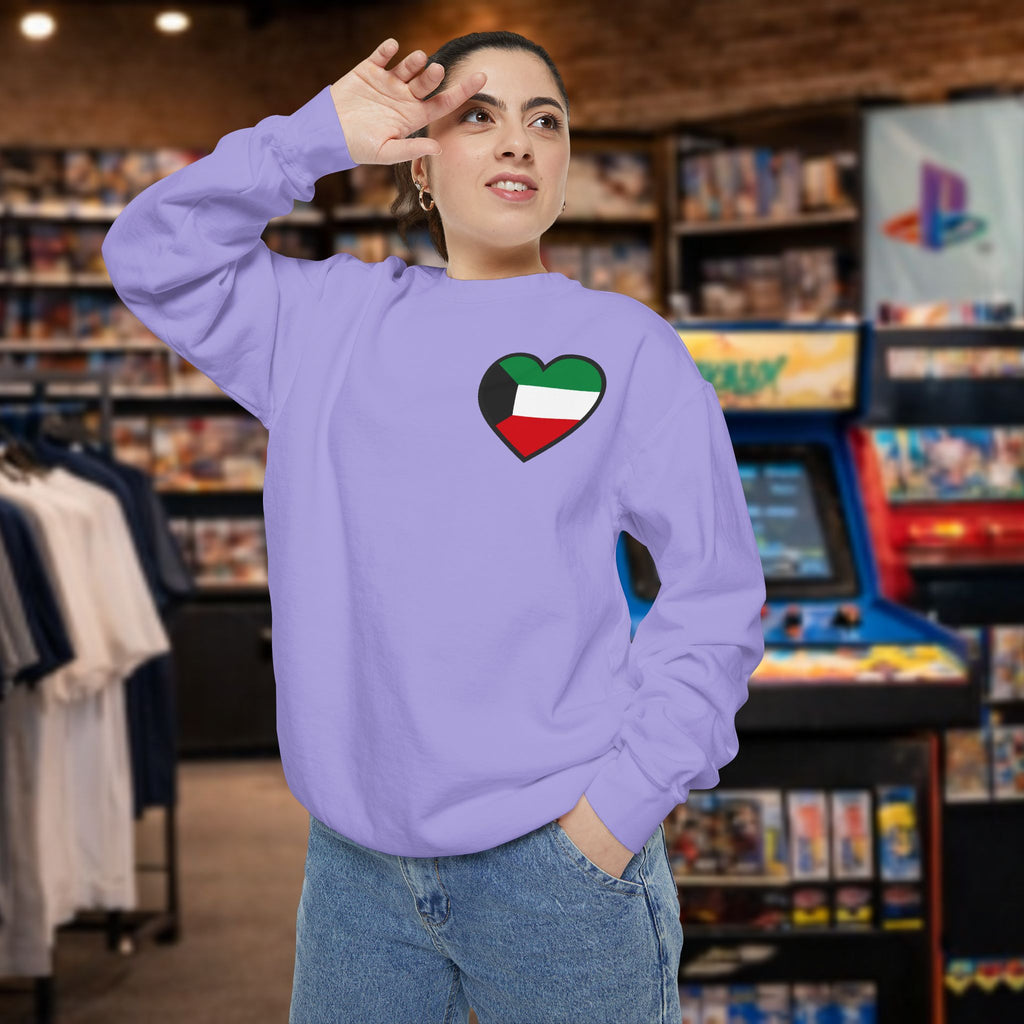 Kuwait heart shaped flag printed sweatshirt