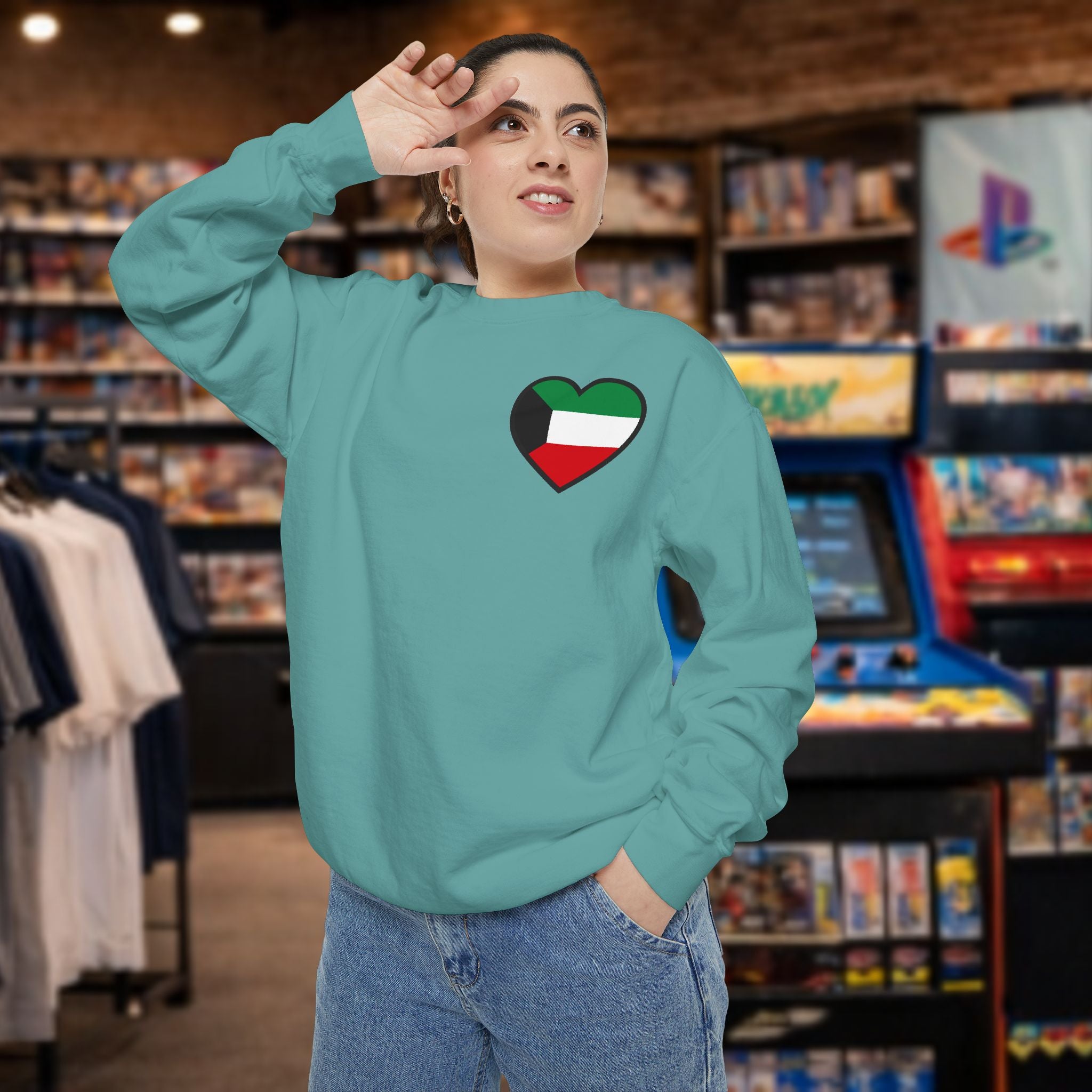 Kuwait heart shaped flag printed sweatshirt