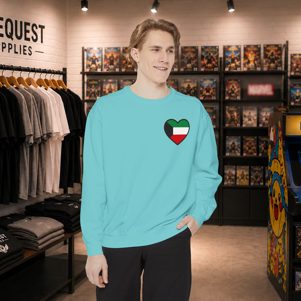 Kuwait heart shaped flag printed sweatshirt