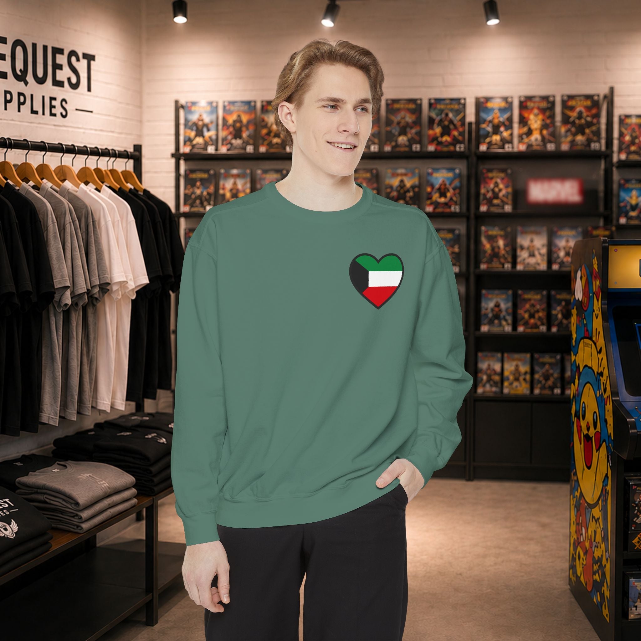 Kuwait heart shaped flag printed sweatshirt