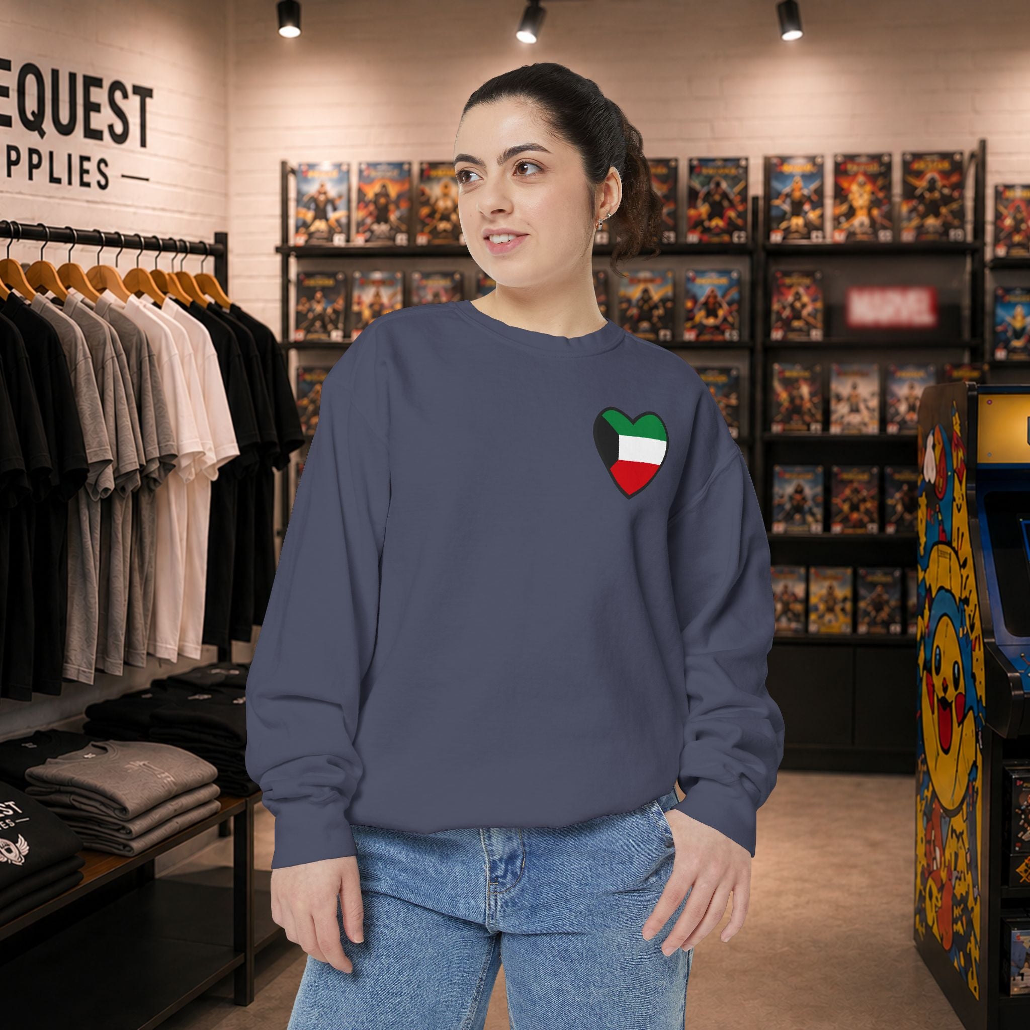 Kuwait heart shaped flag printed sweatshirt