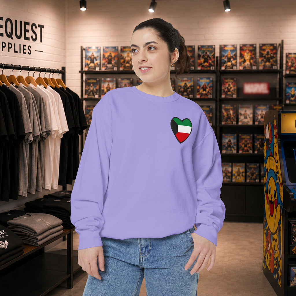 Kuwait heart shaped flag printed sweatshirt