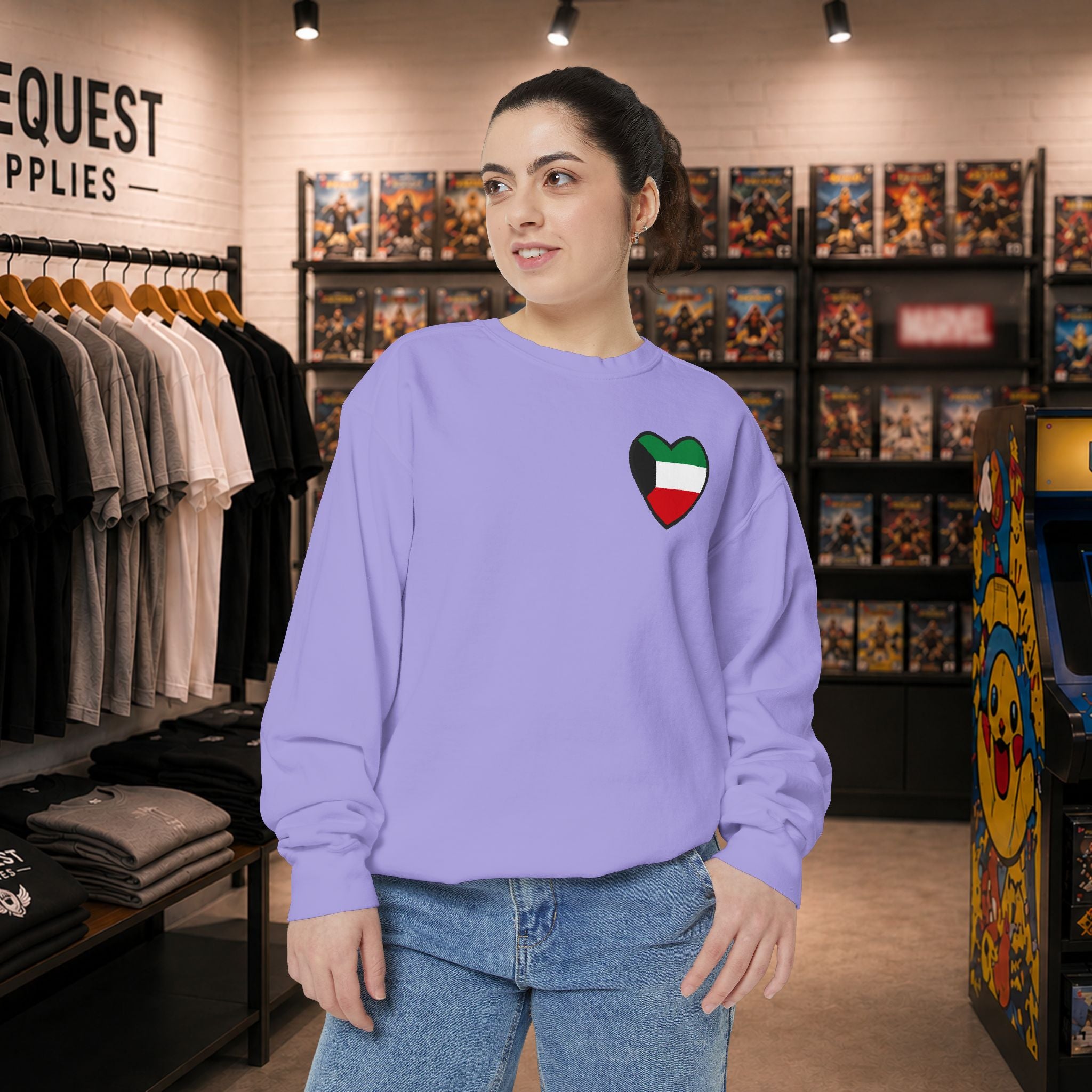 Kuwait heart shaped flag printed sweatshirt