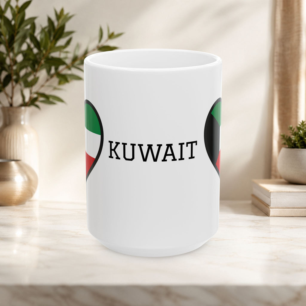 Kuwait flag heart design Ceramic Mug with Kuwait typography ceramic mug 11oz/15oz
