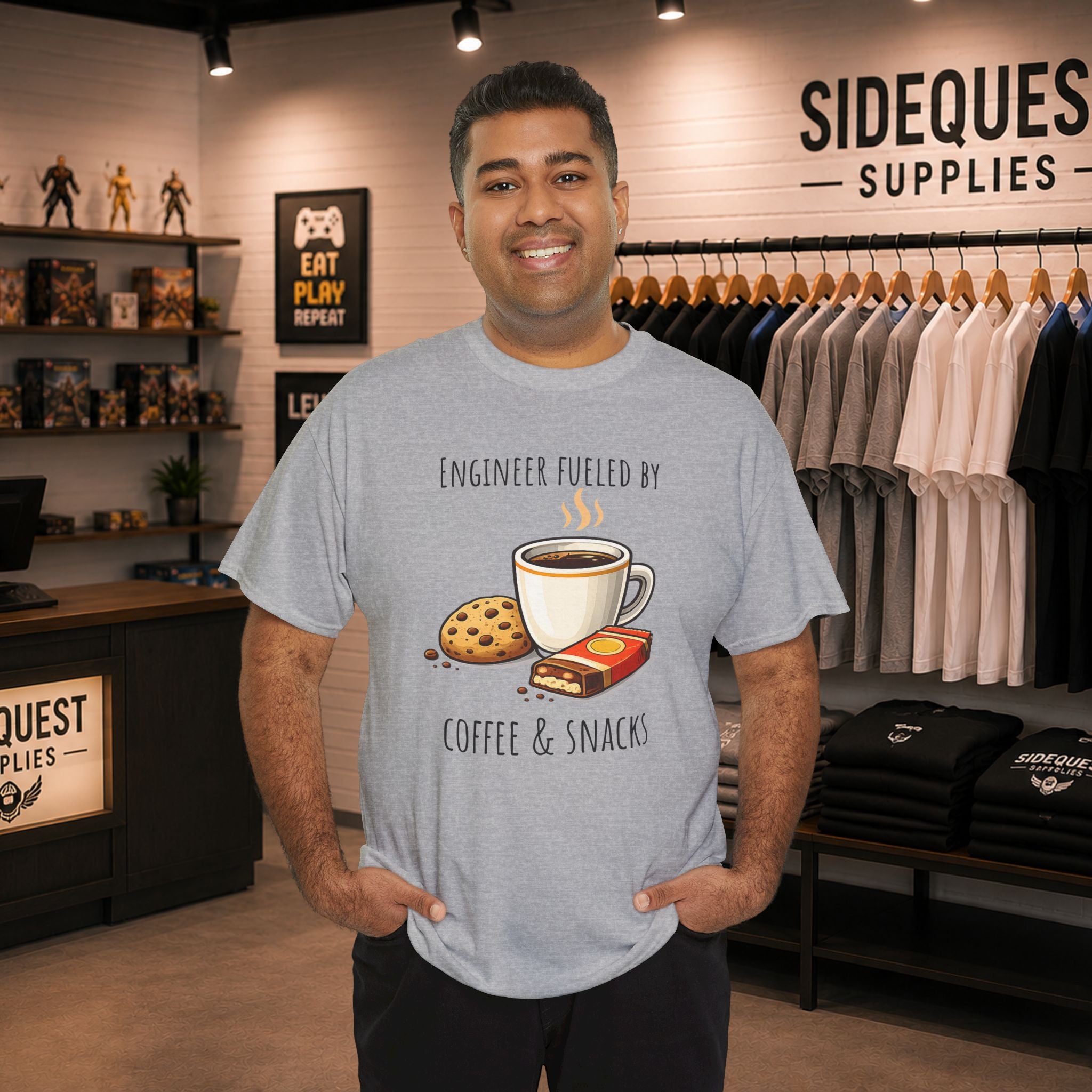 Engineer Fueled by Coffee & Snacks T-Shirt | Coffee Cookie Graphic Tee