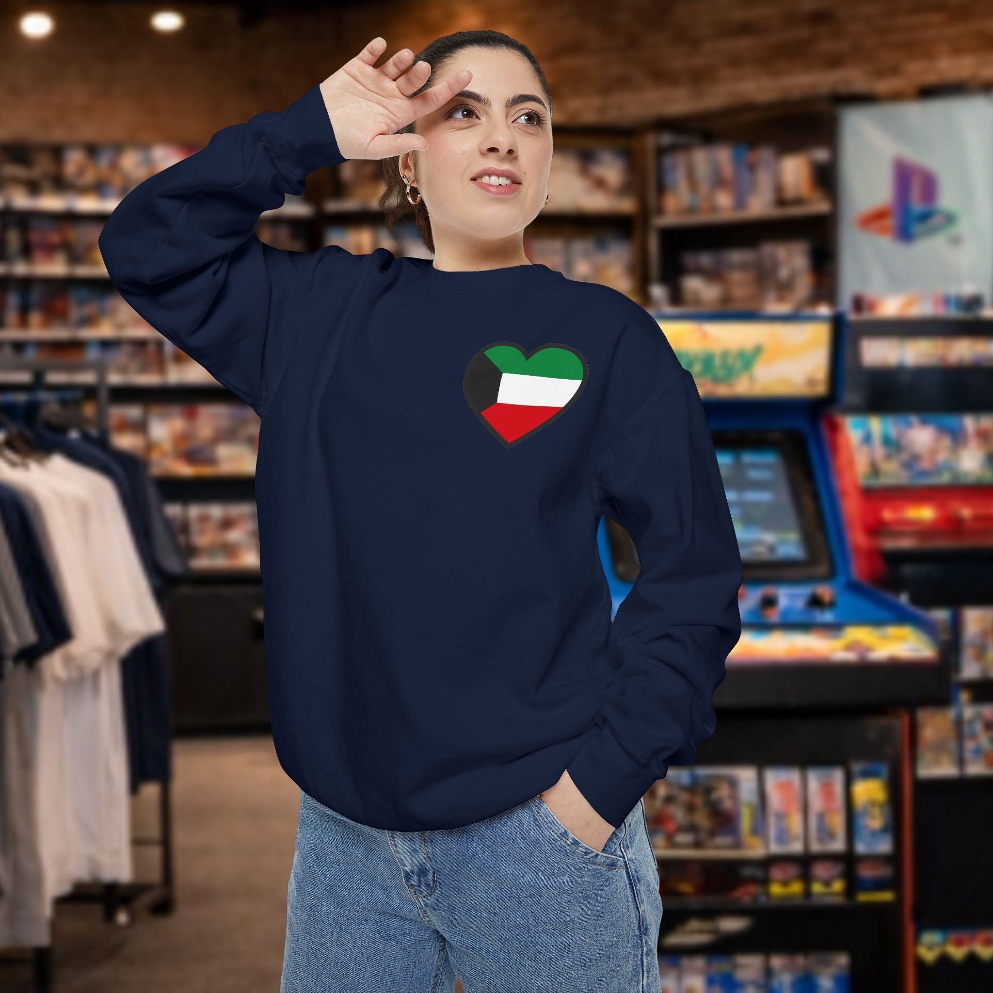Kuwait heart shaped flag printed sweatshirt
