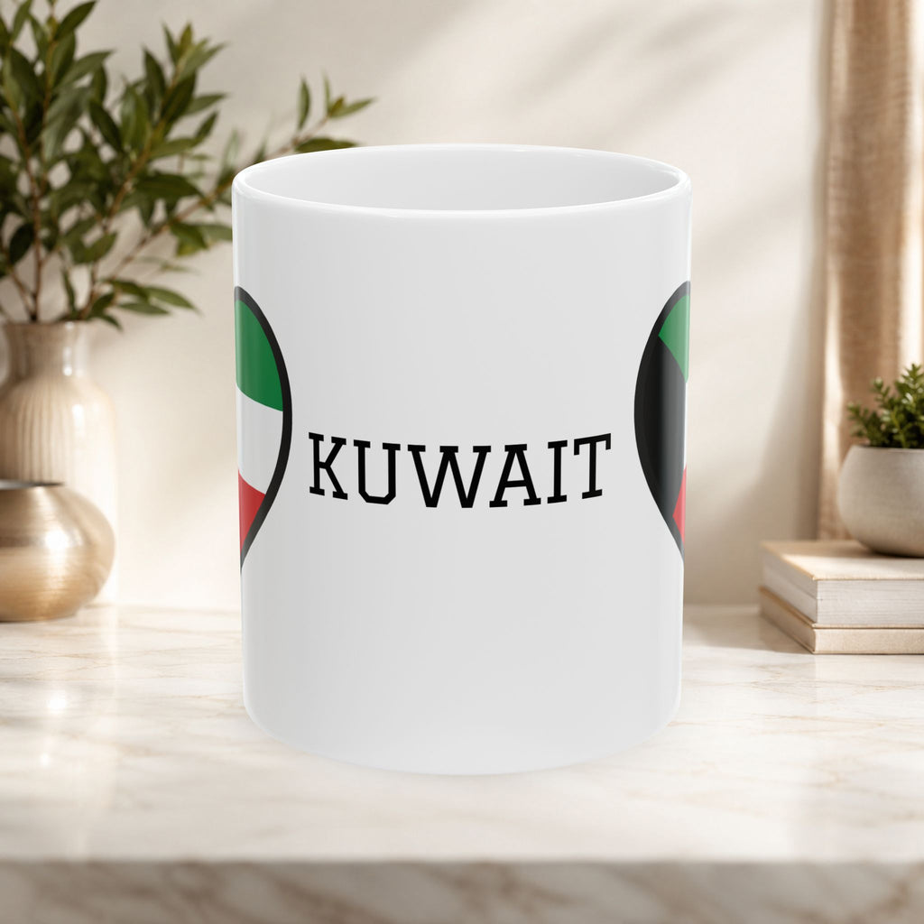 Kuwait flag heart design Ceramic Mug with Kuwait typography ceramic mug 11oz/15oz