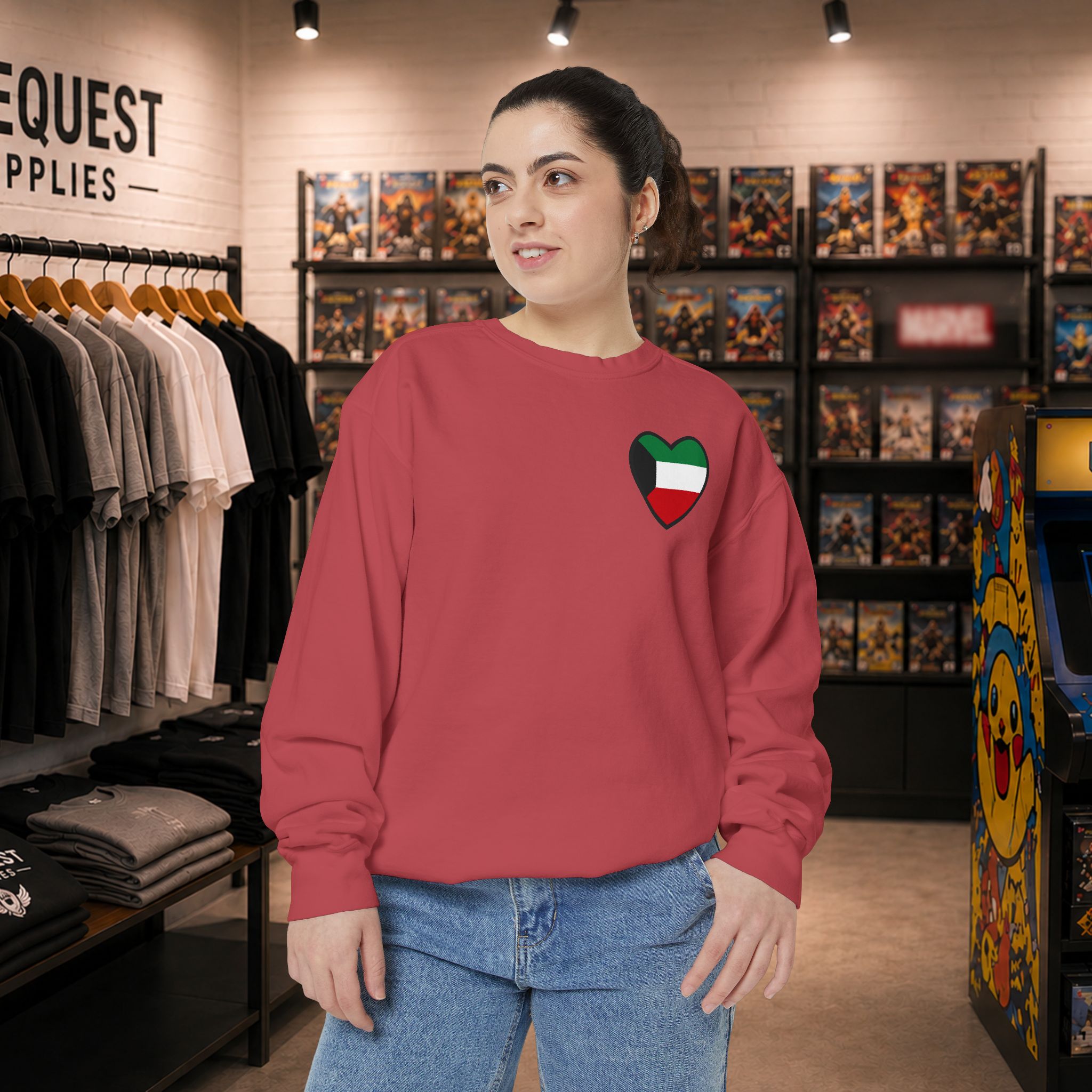 Kuwait heart shaped flag printed sweatshirt