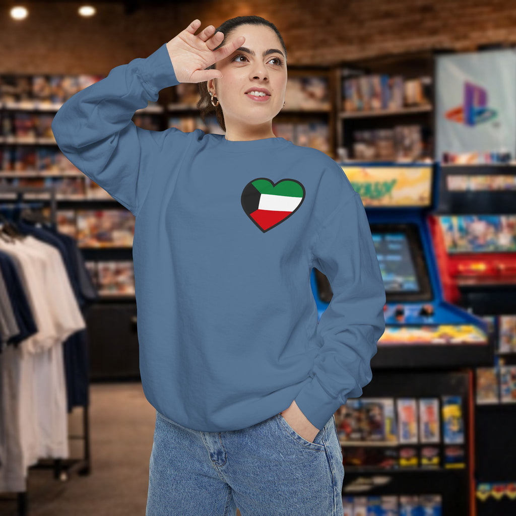 Kuwait heart shaped flag printed sweatshirt