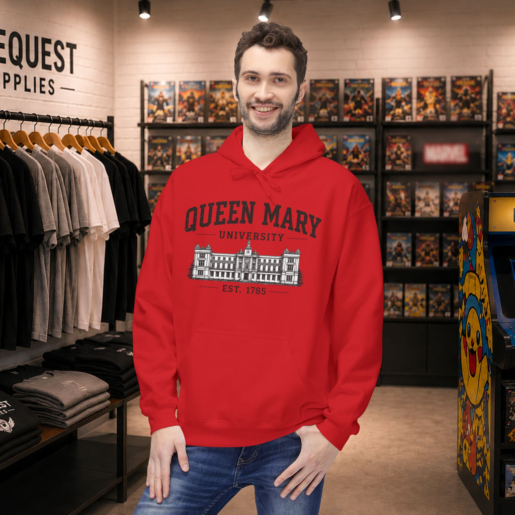 Queen Mary University Building hoodie | Campus Apparel, College Sweatshirt