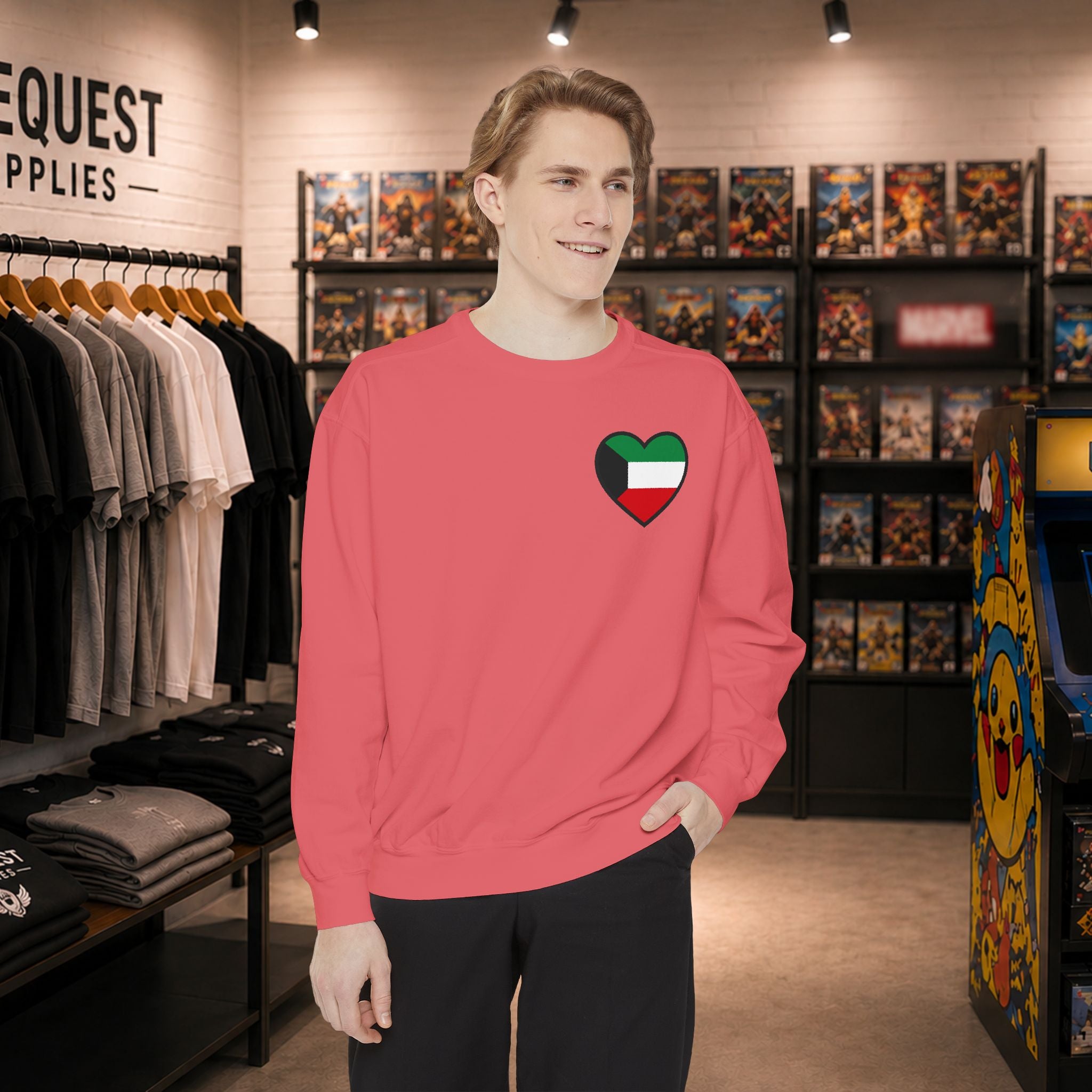 Kuwait heart shaped flag printed sweatshirt