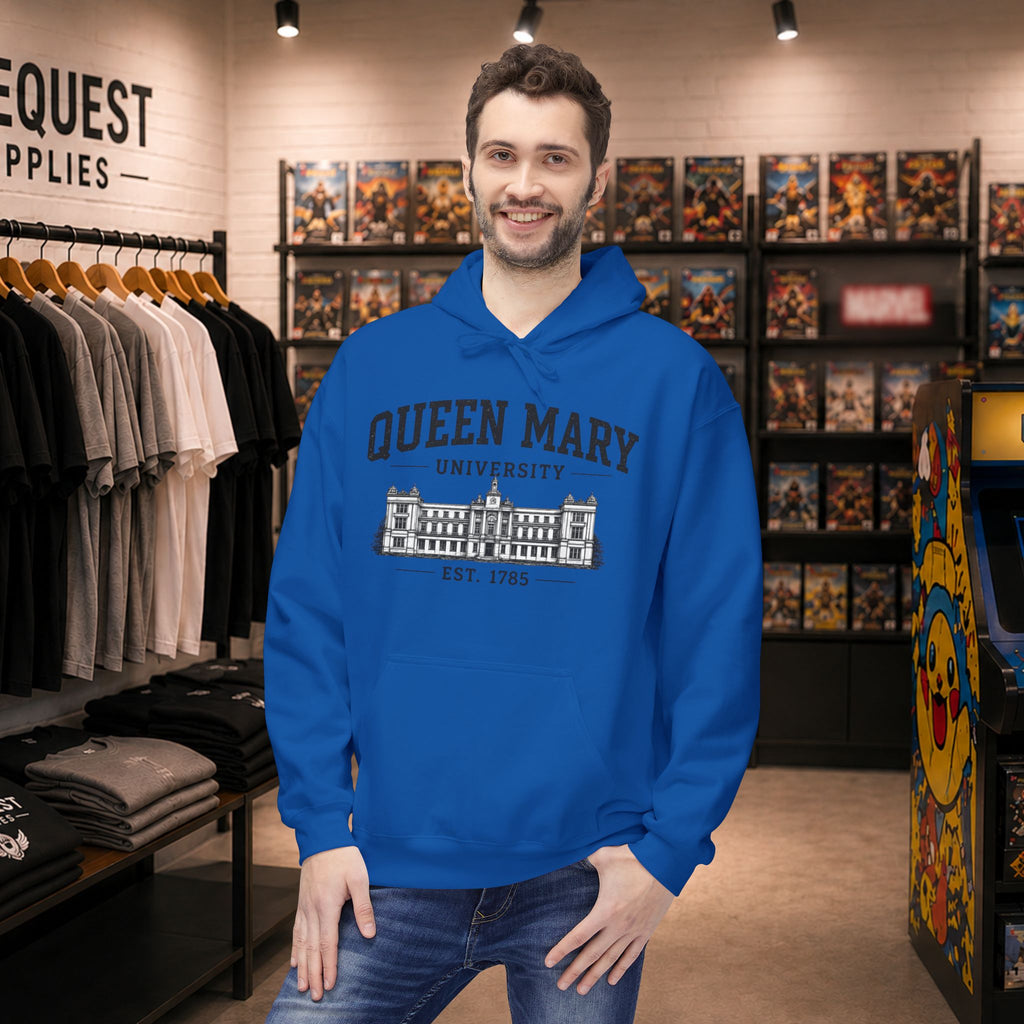 Queen Mary University Building hoodie | Campus Apparel, College Sweatshirt