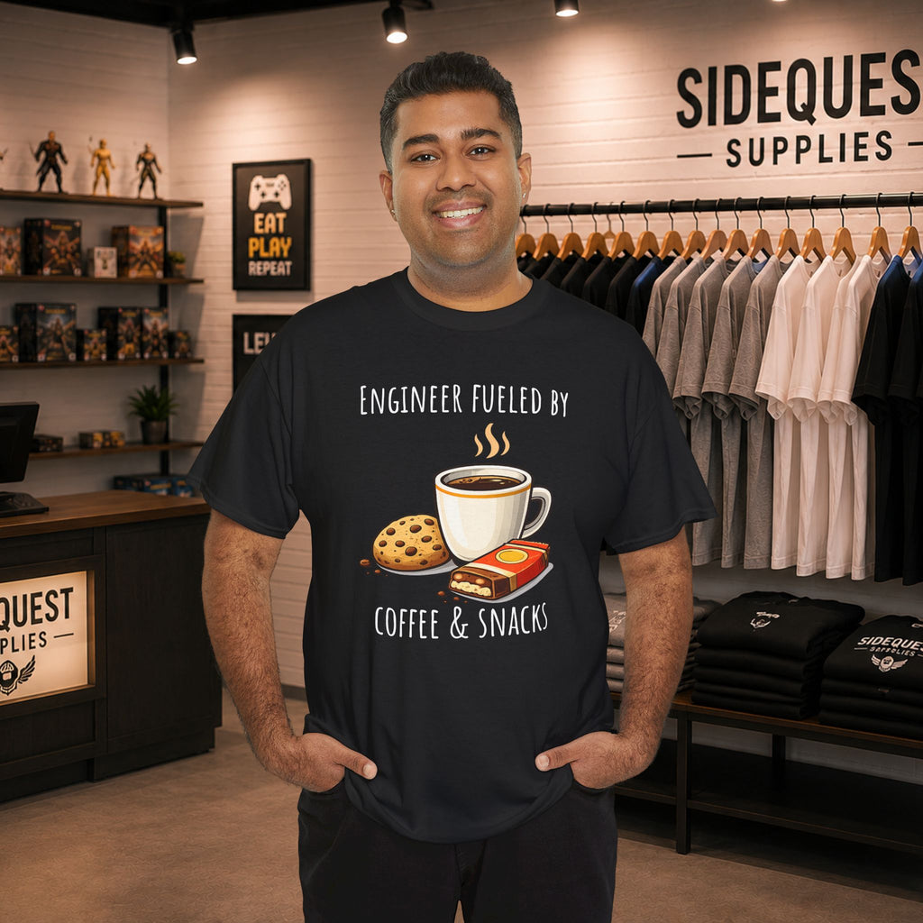 Engineer Fueled by Coffee & Snacks T-Shirt | Coffee Cookie Graphic Tee