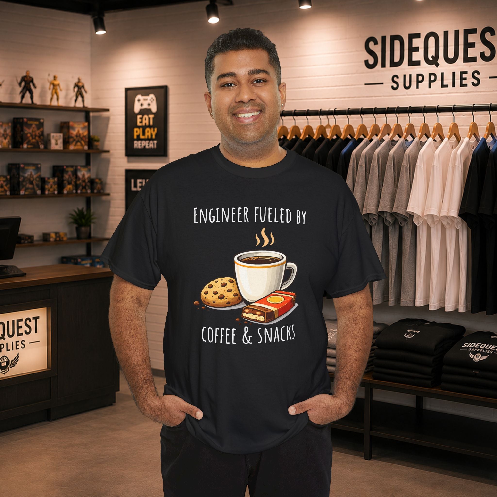 Engineer Fueled by Coffee & Snacks T-Shirt | Coffee Cookie Graphic Tee