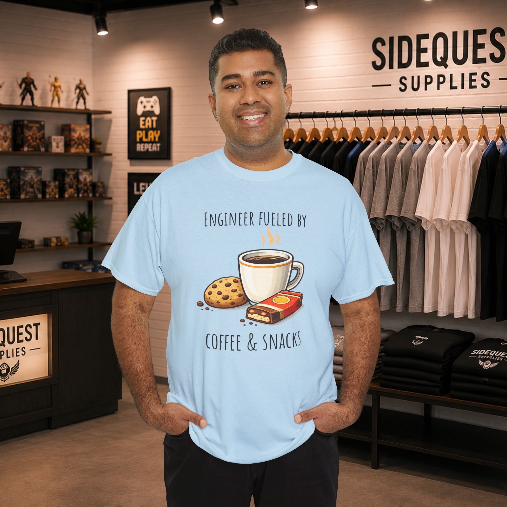 Engineer Fueled by Coffee & Snacks T-Shirt | Coffee Cookie Graphic Tee