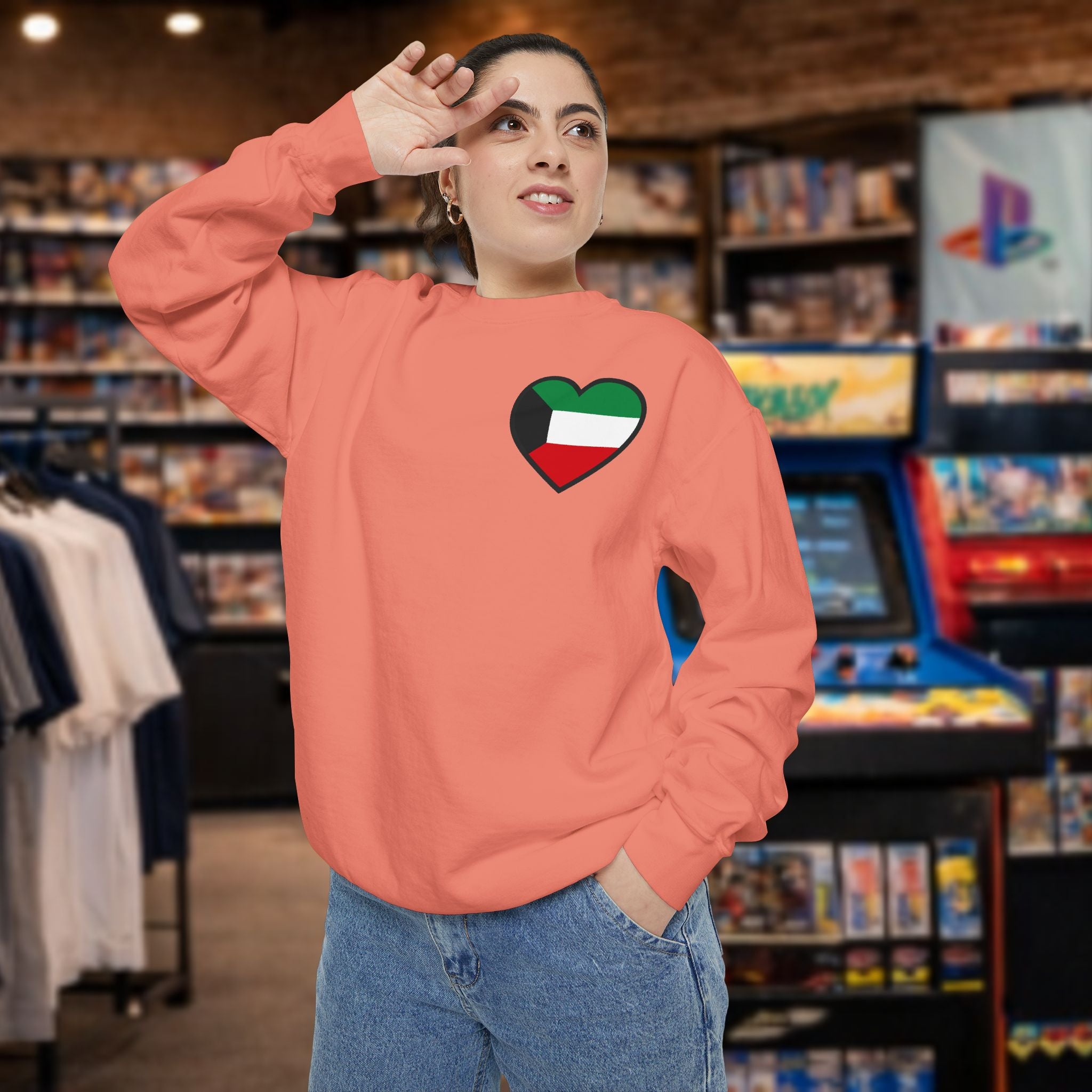 Kuwait heart shaped flag printed sweatshirt