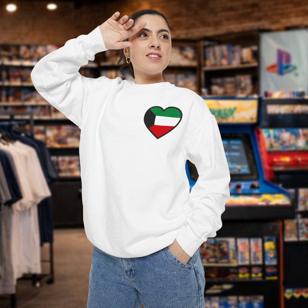 Kuwait heart shaped flag printed sweatshirt