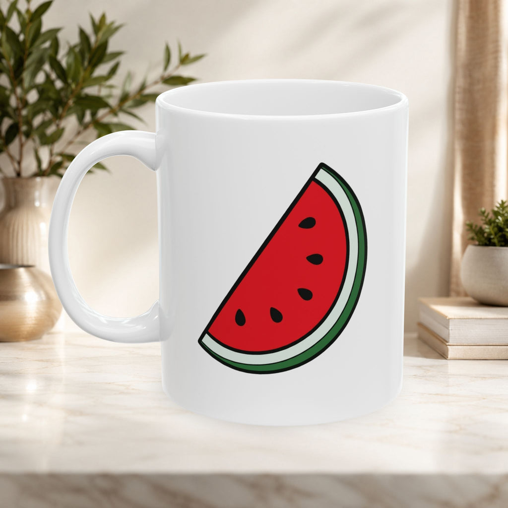 Dual design ceramic mug, Palestine text and freedom watermelon digital art 11oz/15oz
