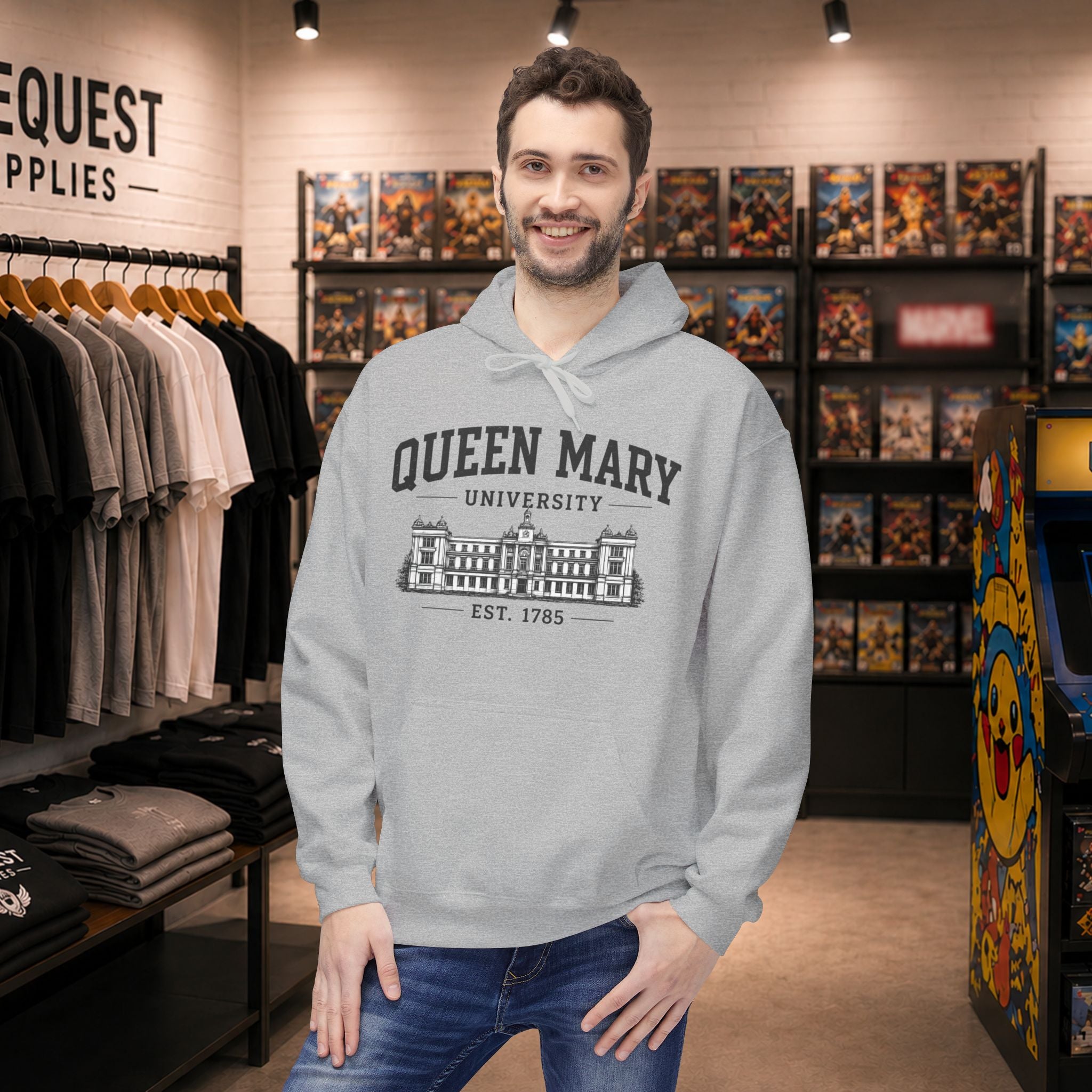 Queen Mary University Building hoodie | Campus Apparel, College Sweatshirt