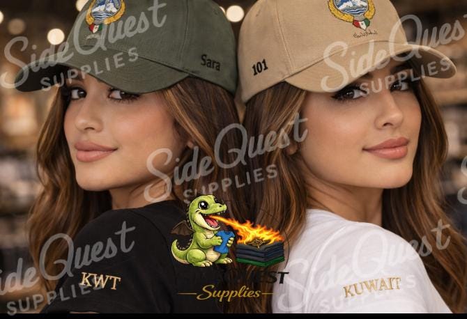 Kuwait closed back cap with Kuwait embroidery logo and country name (Embroidery) كبوس - كاب - الكويت