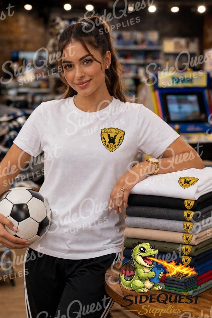 Embroidery of Qadsiya / Qadsia logo on t-shirt | football/soccer club Kuwait using Unisex Garment-Dyed T-shirt