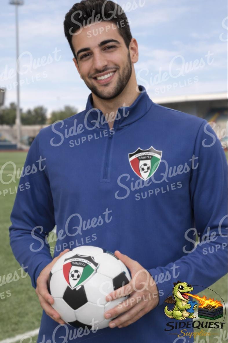 Kuwait Football 1/4 Zip Pullover | Kuwait Athletic Jacket | Back KUWAIT Text | Sport-Tek Competitor Pullover | Soccer/football Training Top