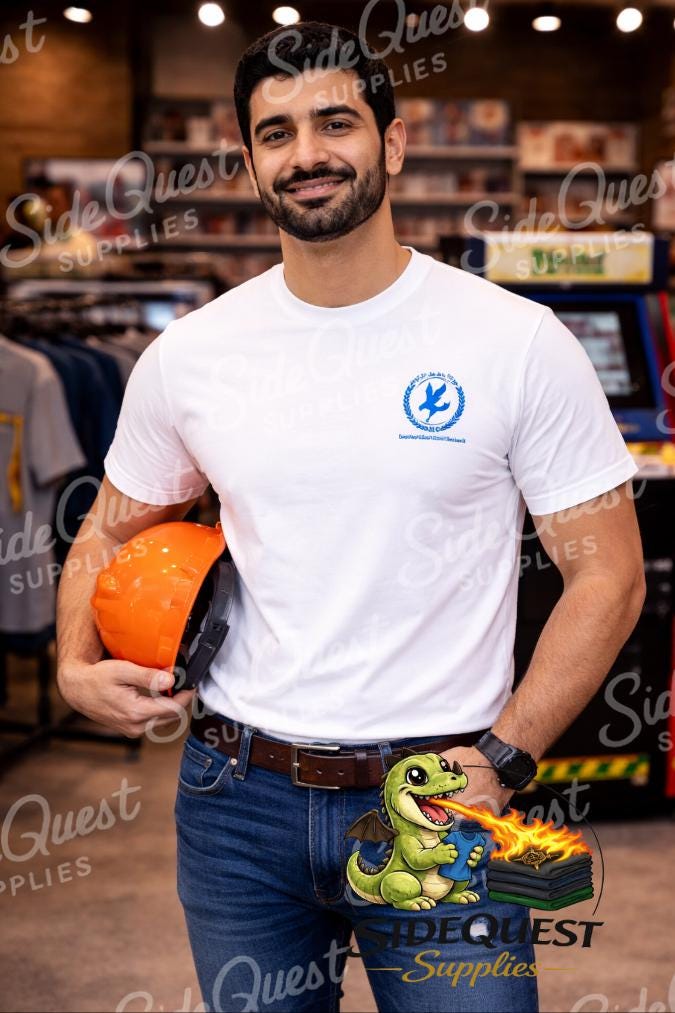 Blue kuwait eagle oil company logo for engineers T-Shirt, small chest embroidery KOC
