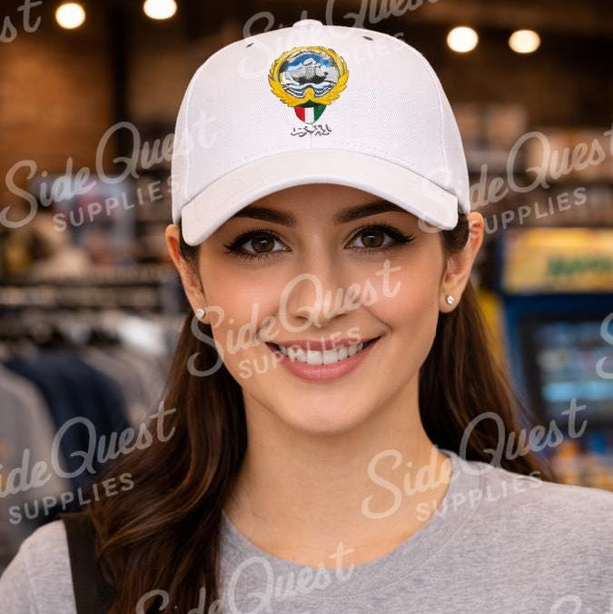 Kuwait closed back cap with Kuwait embroidery logo and country name (Embroidery) كبوس - كاب - الكويت
