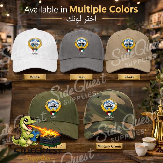 Kuwait closed back cap with Kuwait embroidery logo and country name (Embroidery) كبوس - كاب - الكويت